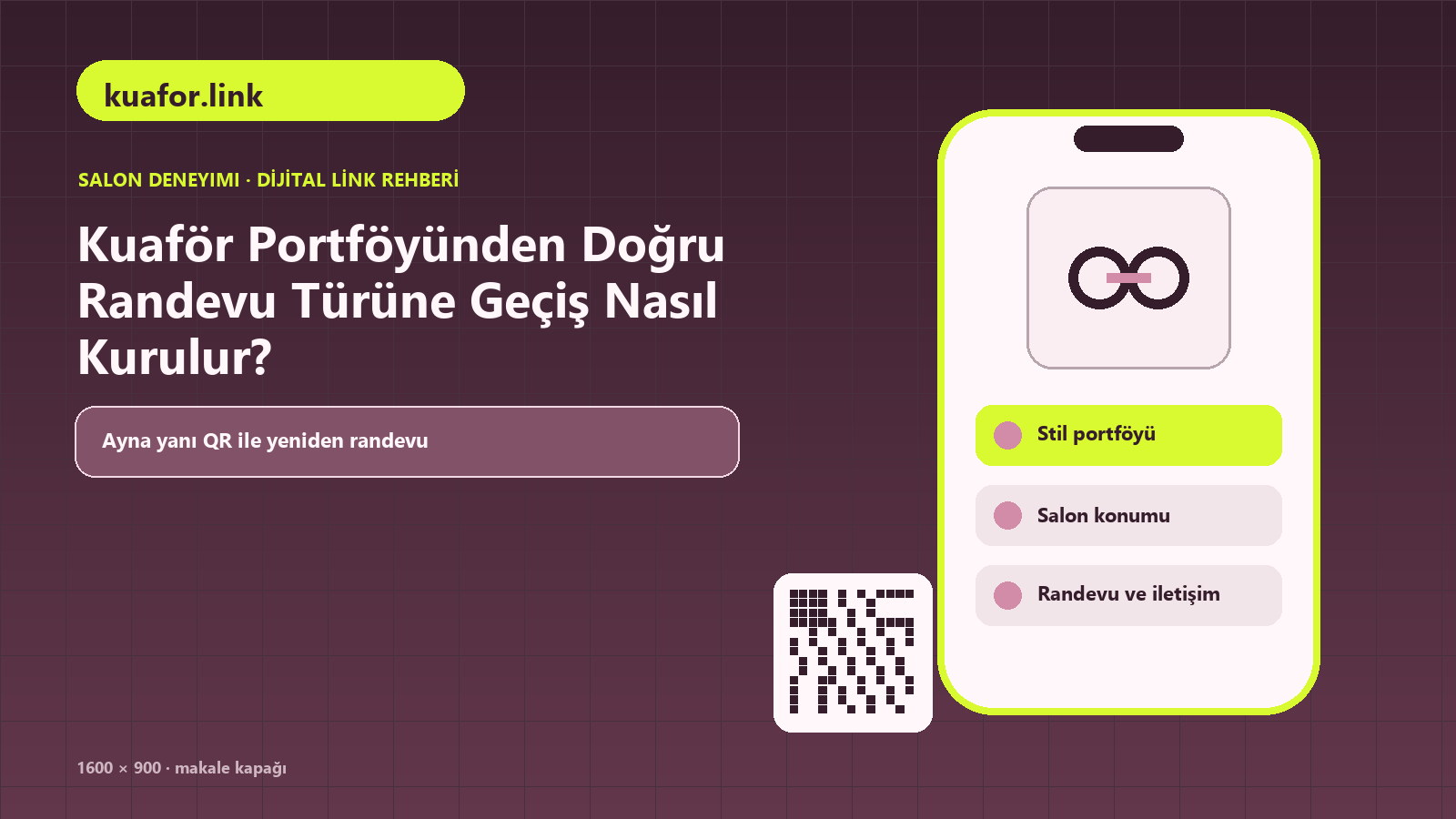Kuaför Portföyünden Doğru Randevu Türüne Geçiş Nasıl Kurulur? için hizmet listesi, stil portföyü, salon konumu içeren kapak görseli